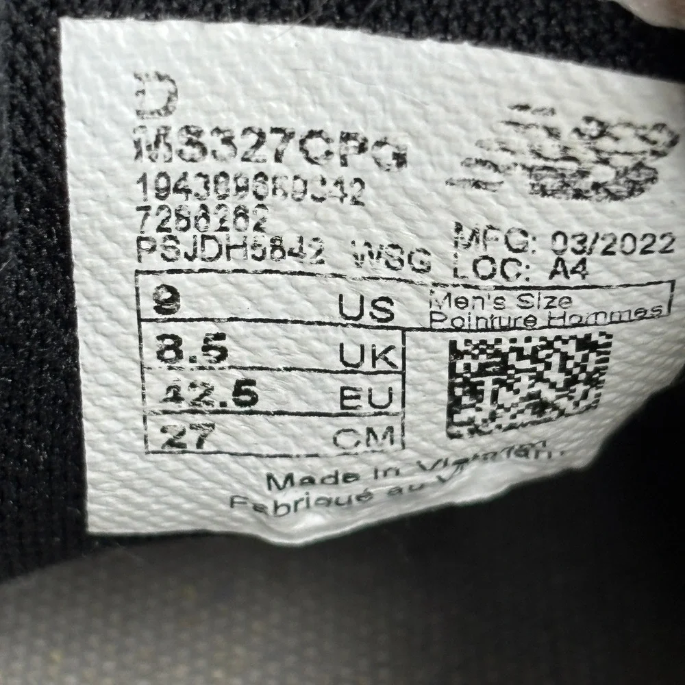 New Balance 327 Suede Nylon Lifestyle Retro Sneaker Black White Mens Size 9‎